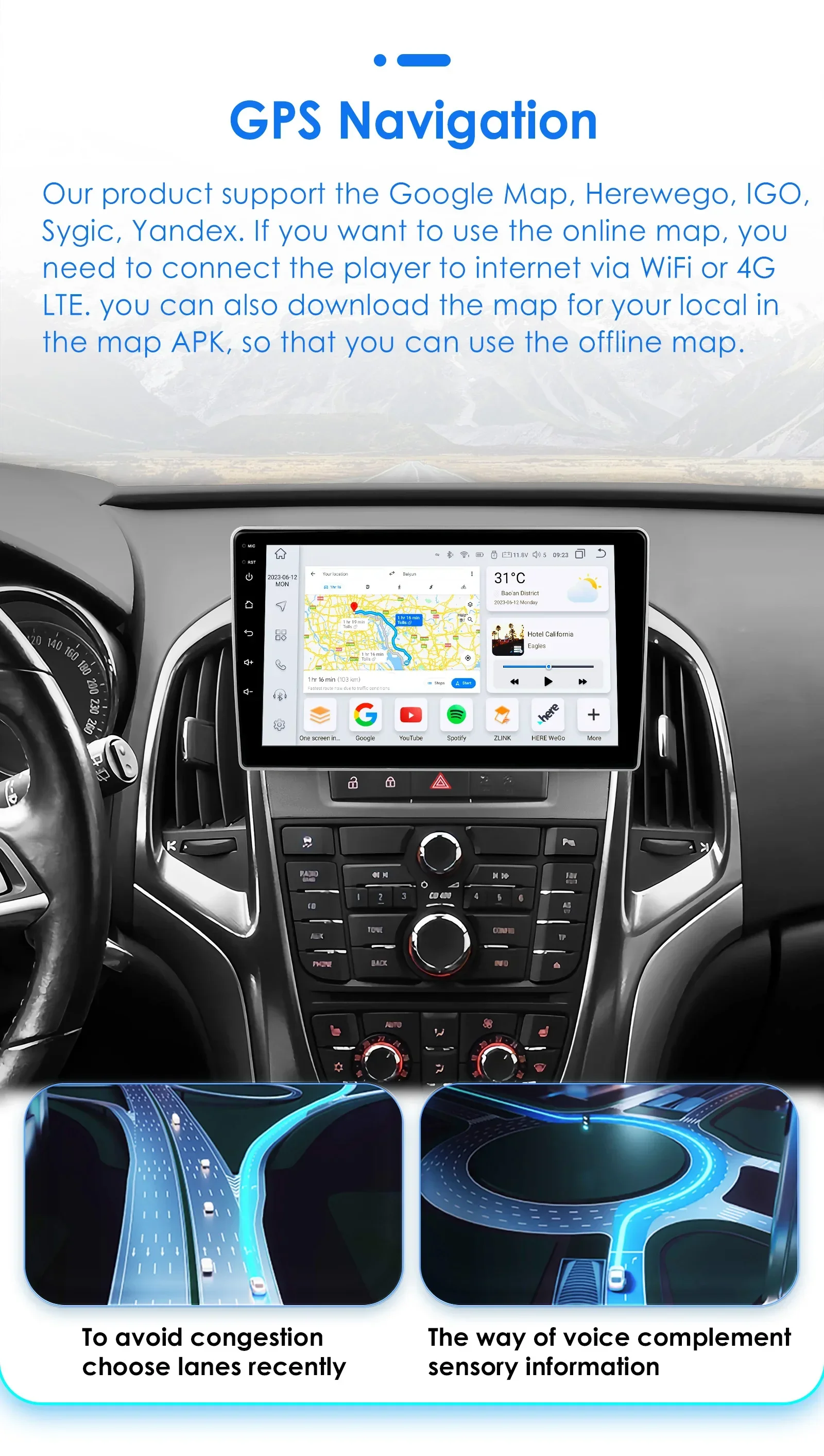 Andriod Autoradio multimedia For Opel Astra J Buick Excelle 2 4G WIFI Carplay GPS navigation Stereo Audio 2din head Unit screen