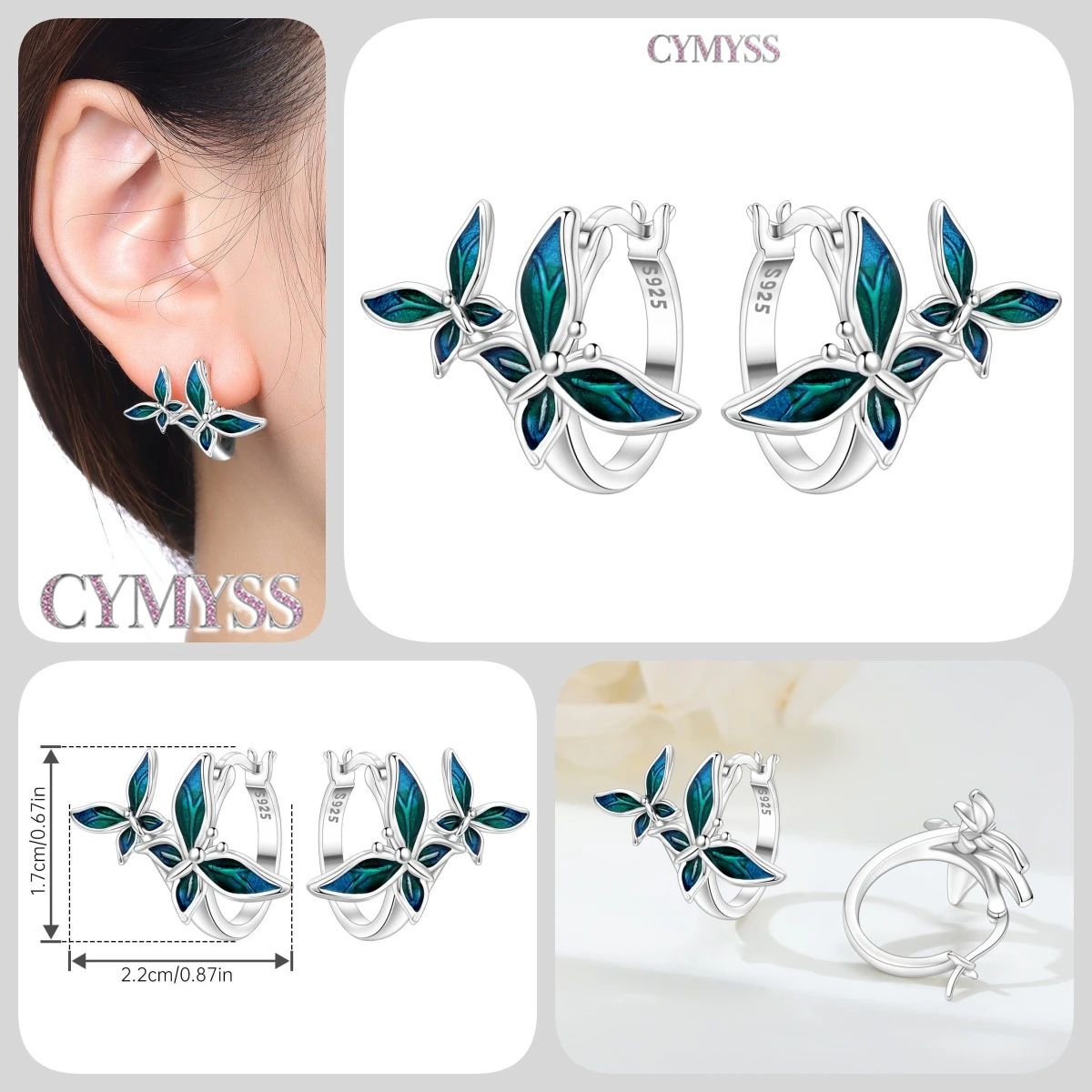 925 Sterling Silver Inlaid Zircon Butterfly Earrings Insect Element Original Design Women's Fashion Party Jewelry Gift Ear Loops See6cebfda2e246e4b1387f28df4c85ffx
