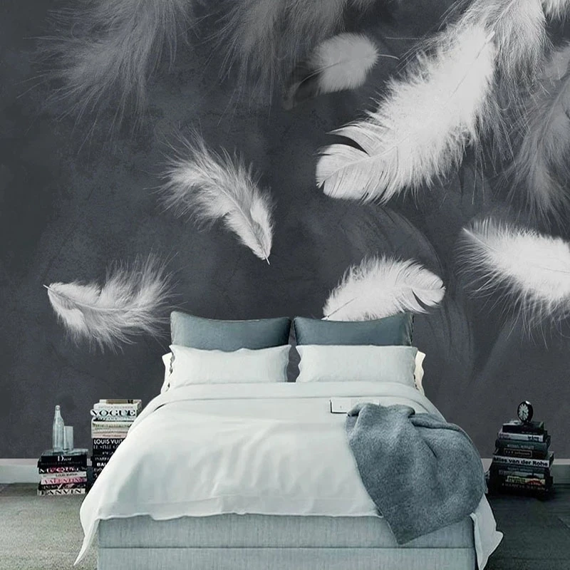 Custom Wallpaper Modern Simple White Feather Mural Bedroom Home Decor Living room sofa TV background wall restaurant wall fabric