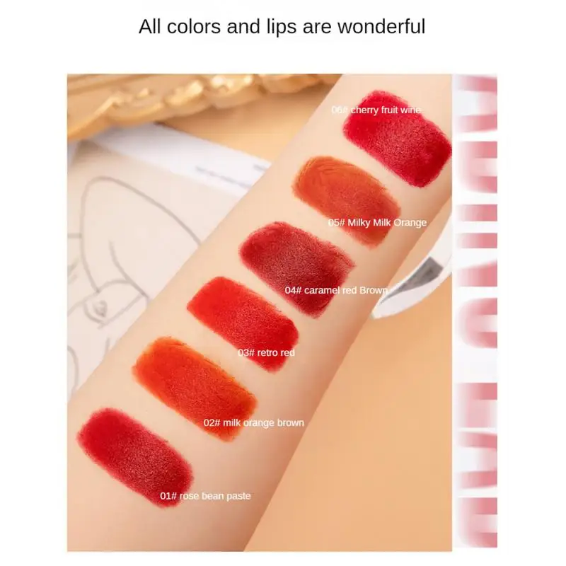 6 Colors MKING PRETTY Small White Thin Tube Lipstick White Tube Gilded Sheepskin Waterproof Non-stick Cup Lipsticks Makeup