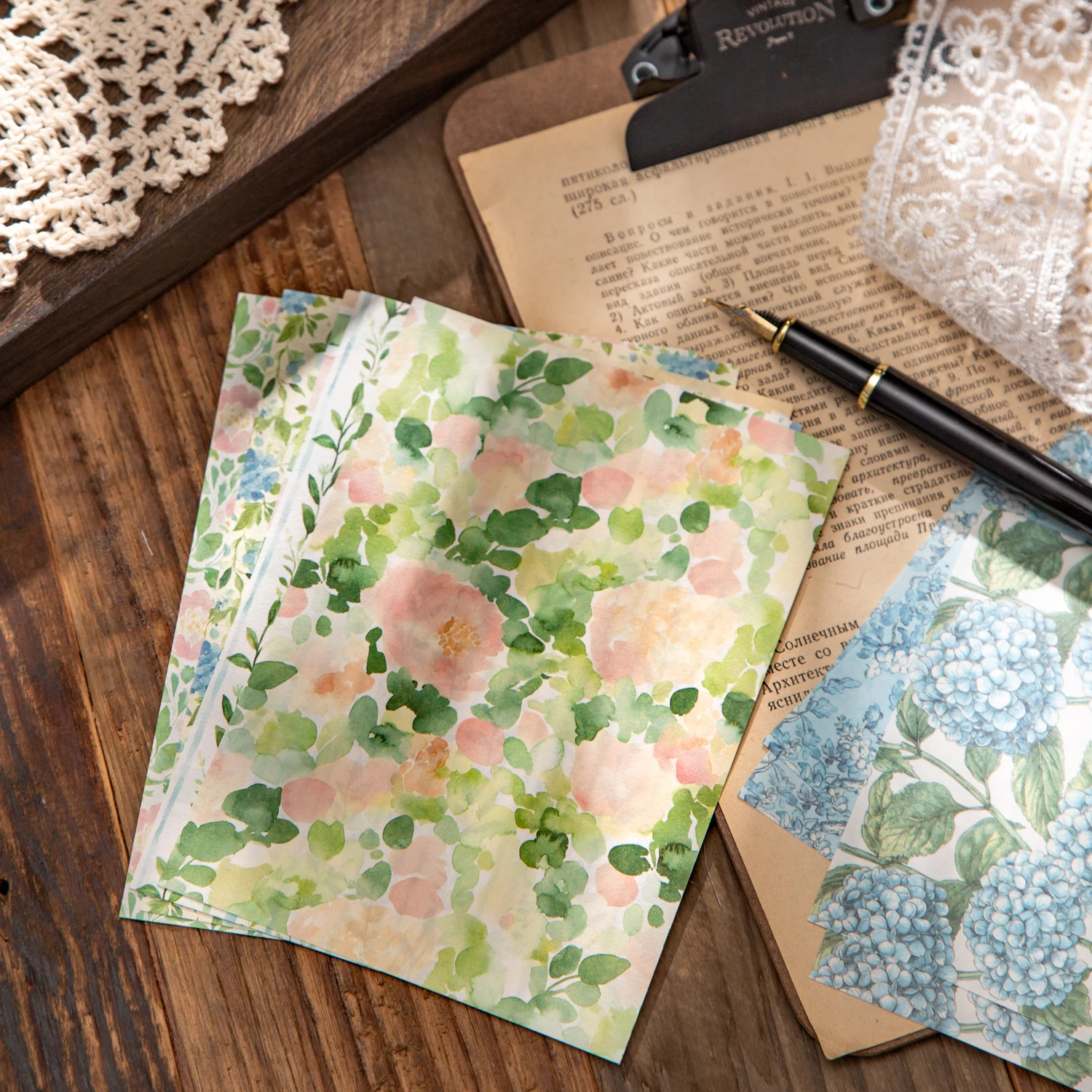 50 ورقة خمر نمط الأزهار المواد ورقة DIY بها بنفسك سكرابوكينغ ديكور ورق الحرف الكولاج غير المرغوب فيه مجلة جماليات القرطاسية #5