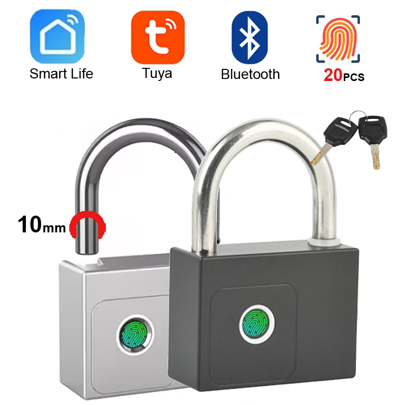 

Умный замок Tuya, Bluetooth, замок с отпечатками пальцев, складские ворота, тяжелый большой размер P70, безопасный резервный ключ, разблокировка приложения SmartLife Type-C