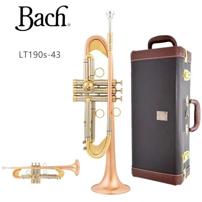 Vincent Bach 190S-43 Bb-Trompete aus Phosphorkupfer, Messingbeschichtet, Professionelles Blechblasinstrument mit Koffer