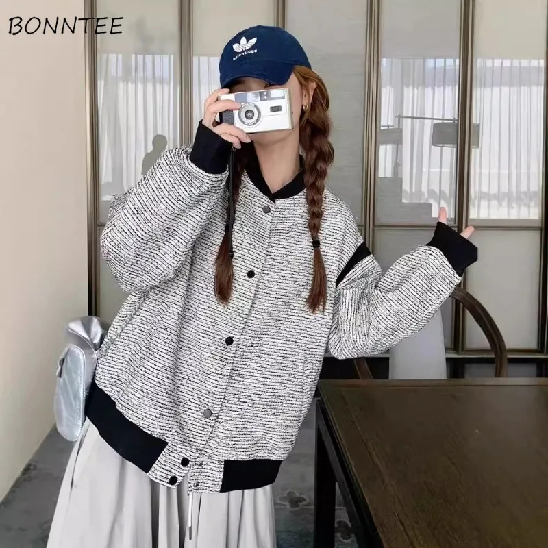 Jackets Women Button-up Chic Autumn Coats Designed Korean Vintage Pockets Slouchy Sporty Ulzzang Streetwear Aesthetic Soft Ins