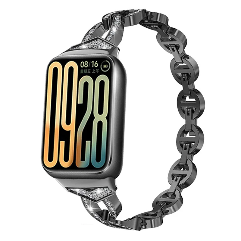 Браслет с бриллиантовой связью для Xiaomi Mi Band 9 Pro, ремешок для часов Redmi Watch 4, металлический ремешок Correas reloj для mi band 8 pro, браслет