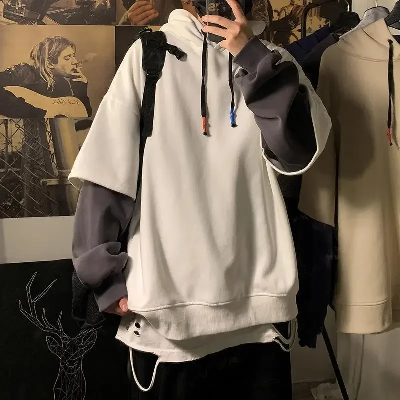 Two-Piece Illusion Sweatshirt Men's Hooded Autumn/Winter Trendy Brand Ins Hip Hop Top Oversize Niche High Street Jacket