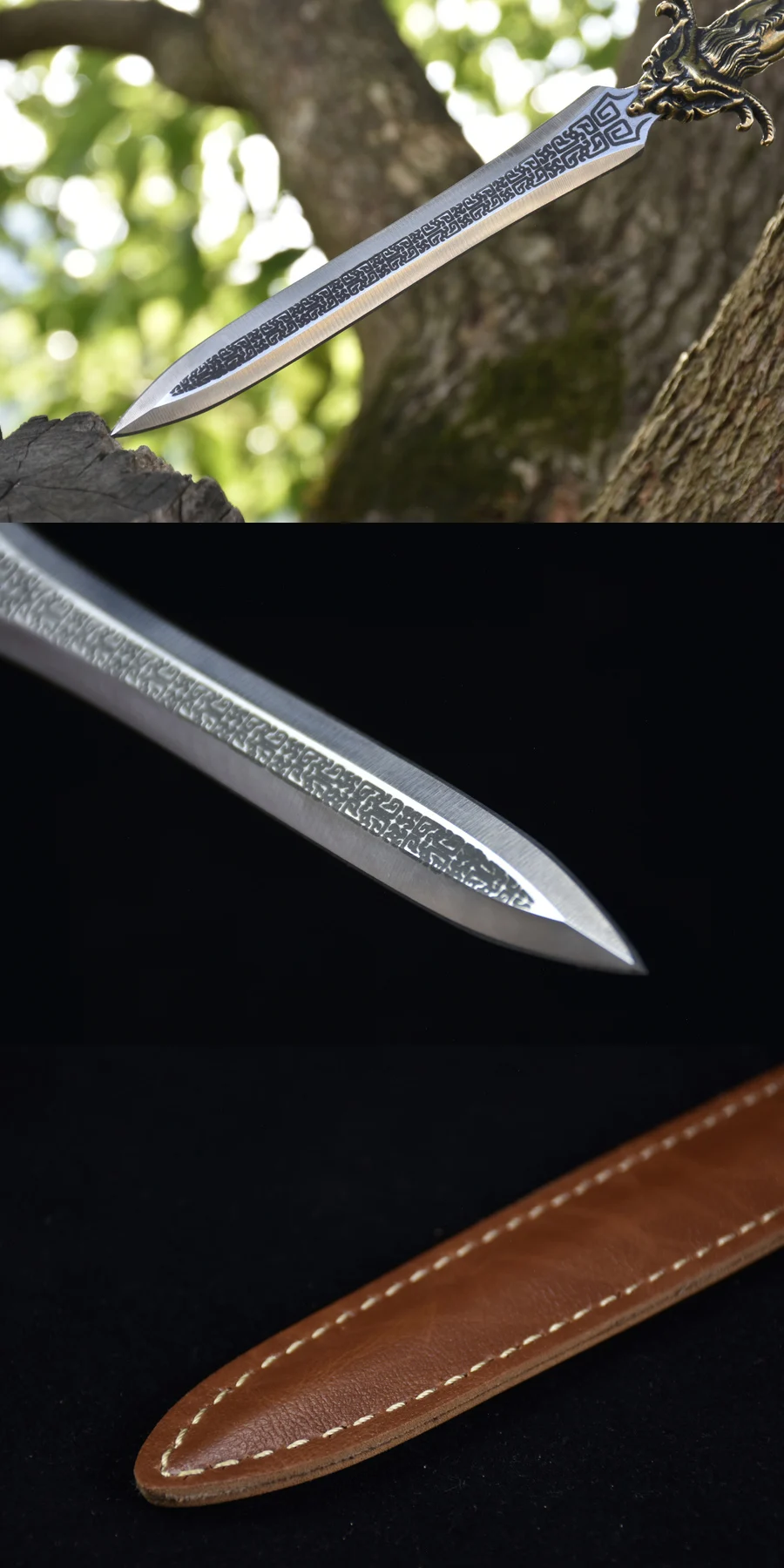 27 سنتيمتر فايكنغ فاير دراجون السيف الحقيقي مصنوع من الفولاذ المقاوم للصدأ ، أسلحة لعب الأدوار كاتانا ، فيلم النينجا الكونغ فو #3