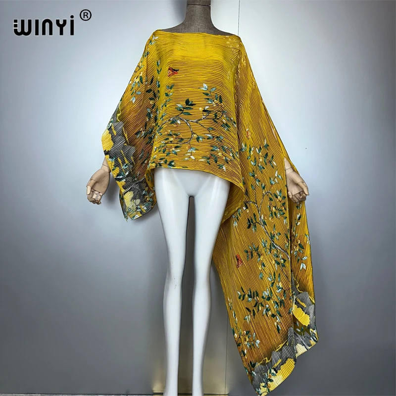 WINYI 여름 주름 드레스 불규칙 드레스 루즈한 boho 가운 맥시 롱 Femme Vestidos 휴일 우아한 이브닝 드레스 abaya