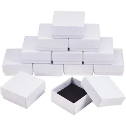 12 Pcs Square Cardboard Jewelry Set Boxes with Sponge Inside for Jewelry Bracelet Necklace Pendants Ring Crafts Birthday
