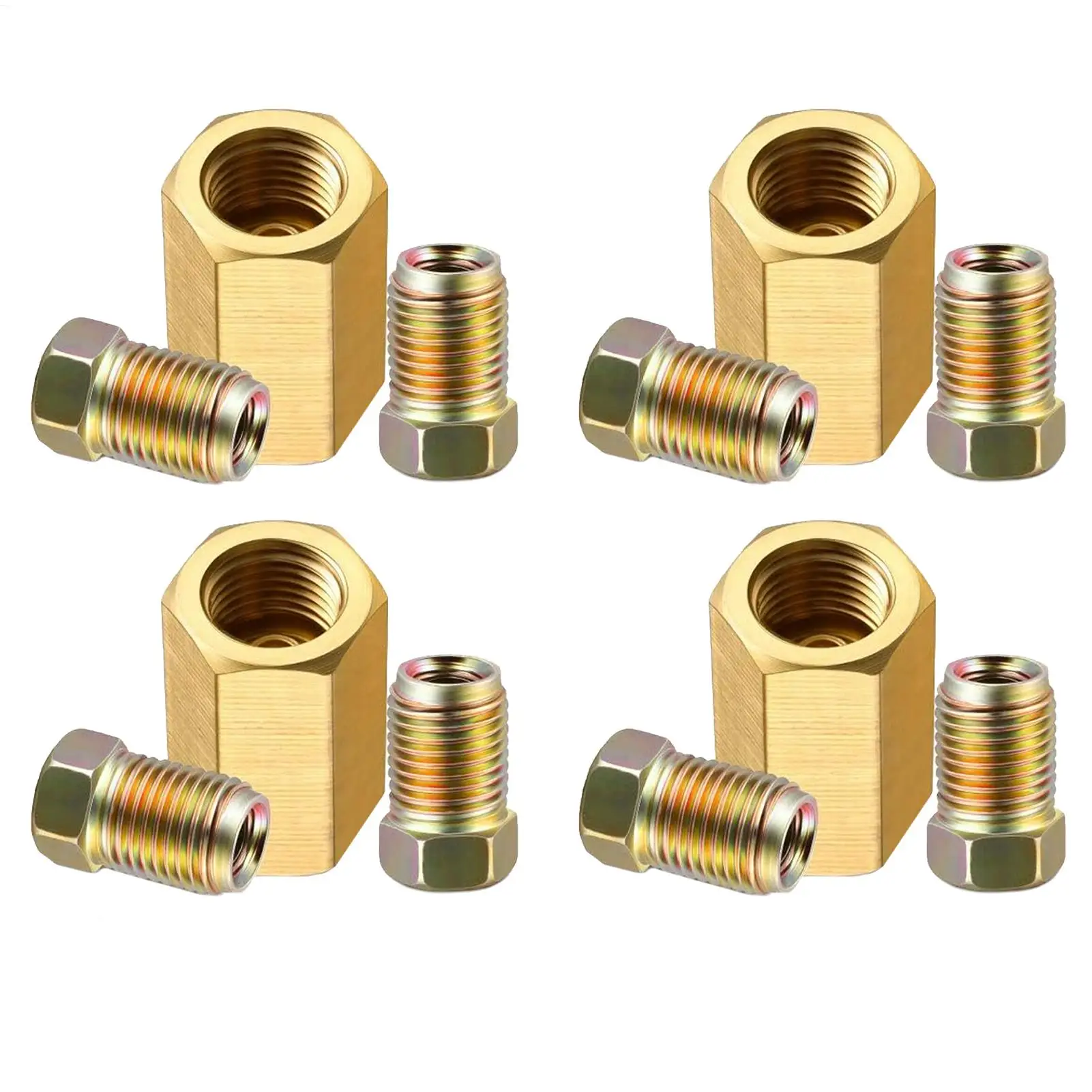 

4 Sets 3/16" Brake Line Connector 3/8-24 Threaded Brake Line Fittings & Brass Unions Brake Line Tool Car Accessories