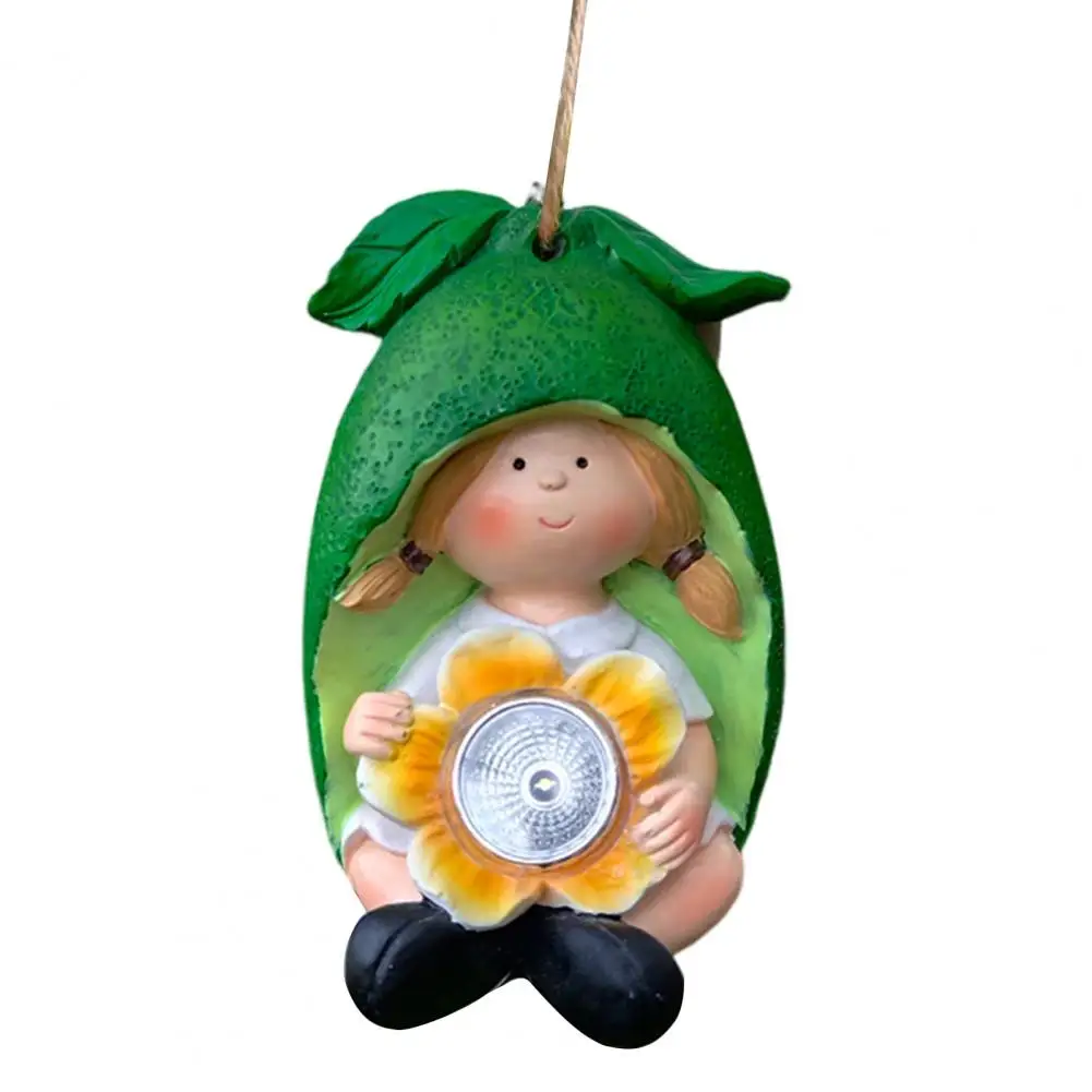 Solar Garden Decoration Solar-powered Decor with Resin Fruit Figurine Funny Gnome Statue for Outdoor Patio Yard