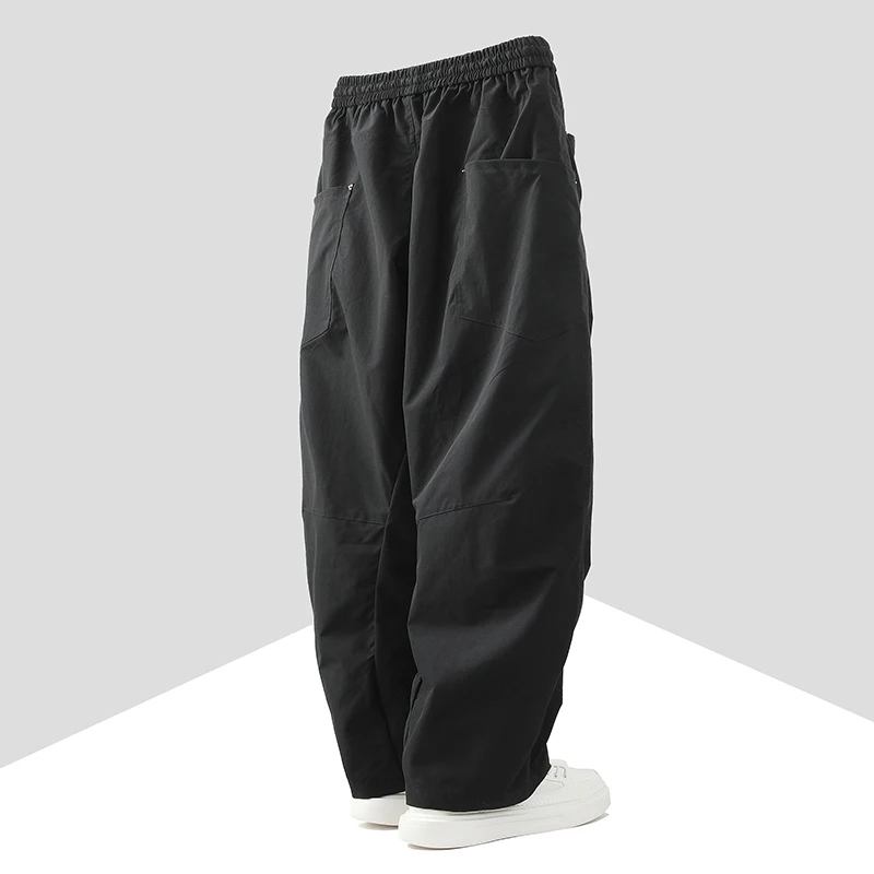 Fashion Men Drawstring Waist Cargo Pants Spring Men Straight Airplane Pants Man Multi Pocket Outdoor Hiking Workwear Trousers