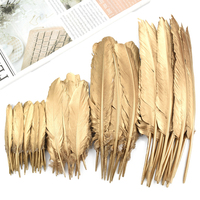 Gold Silver Goose Feathers for Crafts Duck Turkey Golden Feather Decor Jewelry Handicrafts Wedding Party Decoration Accessories