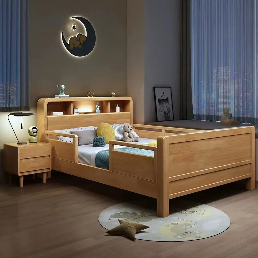 سرير أطفال من الخشب الصلب مع قضبان أمان، سرير مفرد للأطفال بسيط من نورديك 1.2 م/1.5 م