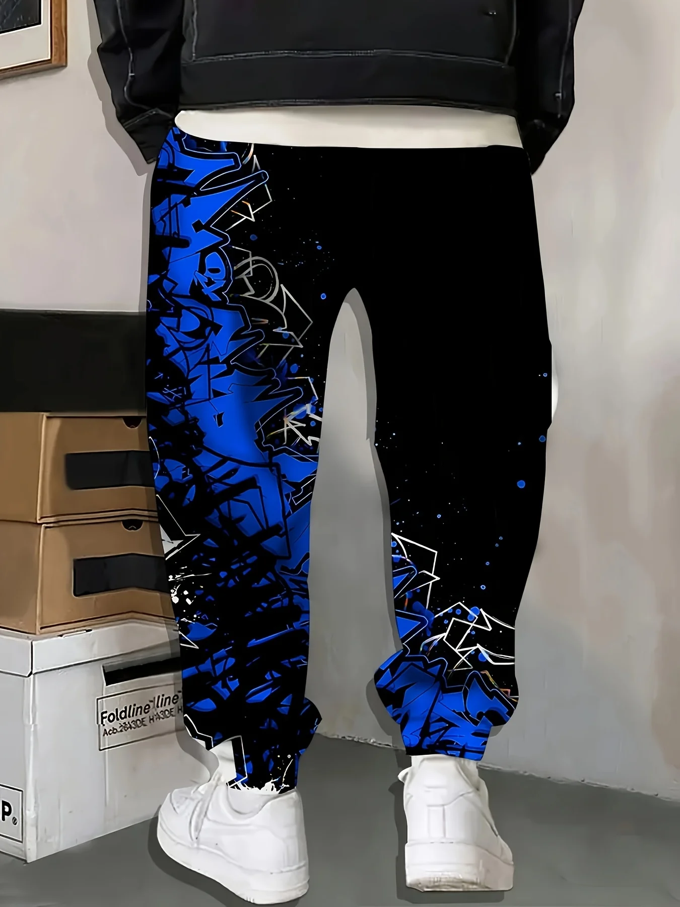 3D Gradient Graffiti Men's Sweatpants  Drawstring & Pockets  Fashion Design for Home, Sleepwear, Casual Comfort view 2