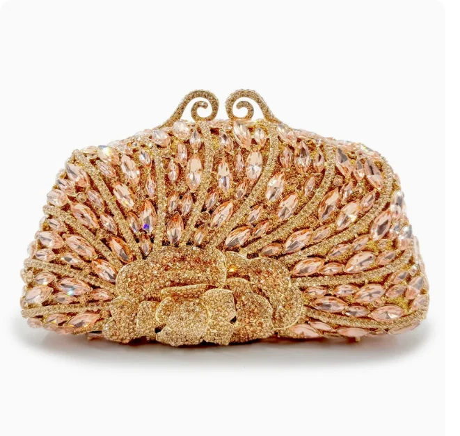 

XIYUAN Lady Crystals Evening Clutch Bags Women Metal Clutches Minaudiere Handbags Bridal Wedding Party Handbag Lady Gems Purses
