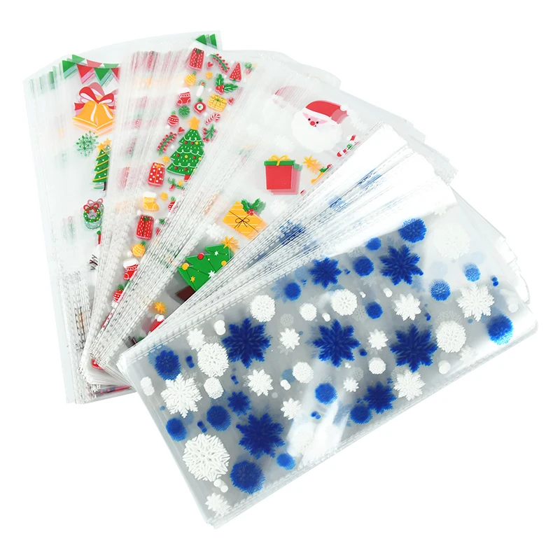 50 Teile/los Schneeflocke Weihnachten Cookie Verpackung Taschen Weihnachten Zellophan Party Taschen Behandeln Candy Tasche für Home Hochzeit Weihnachten Party – Detail 1
