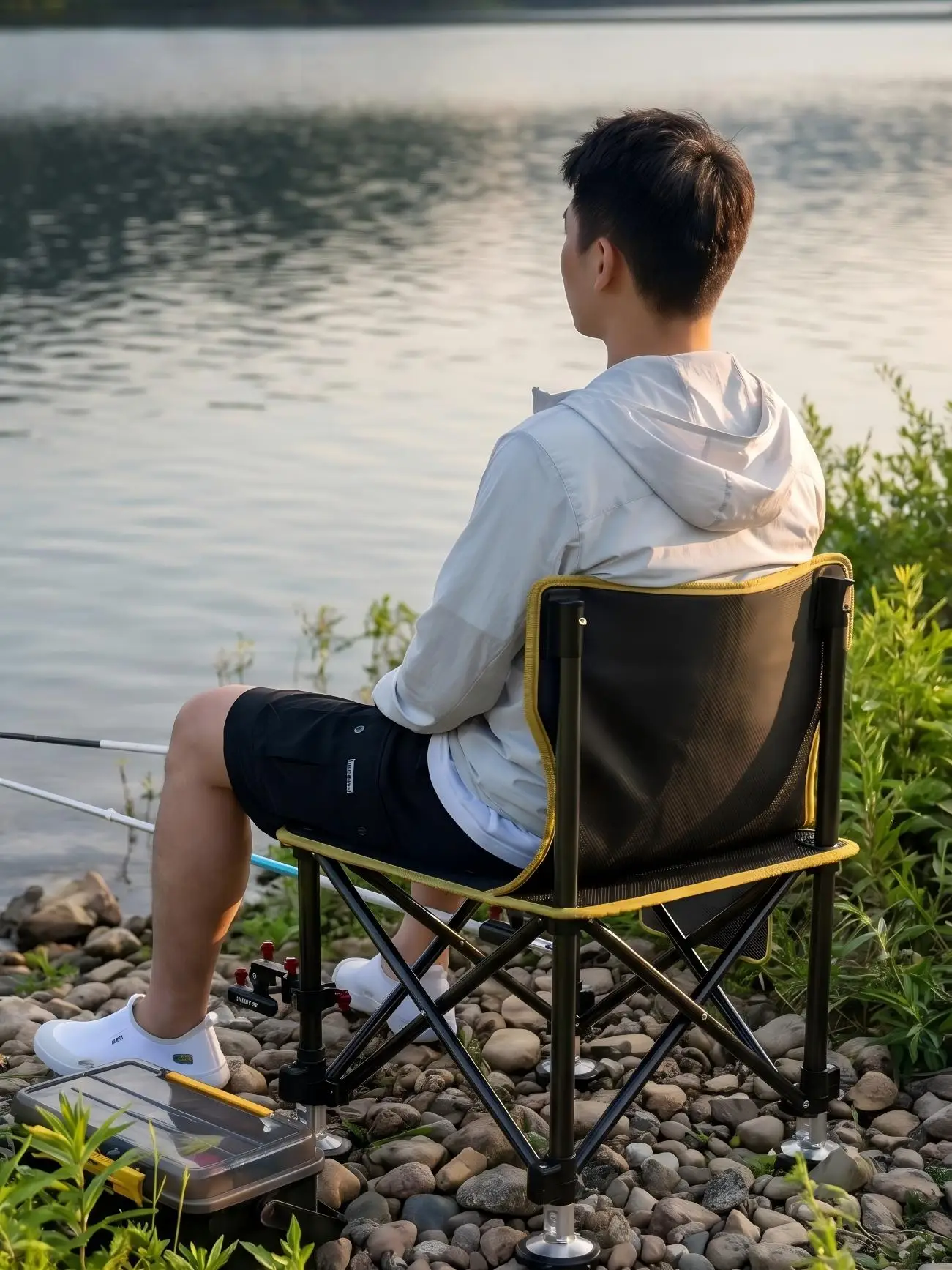 Geländegängiger Klappbarer Angelstuhl, Hochbelastbar bis 150 kg, Tragbarer Campingsitz mit Verstellbaren Beinen, Outdoor-Karpfenangel-Ausrüstung – Detail 7