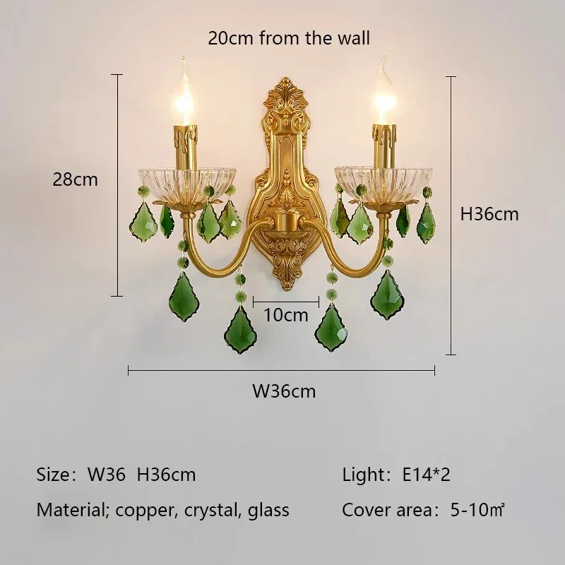 Franse retro kristallen kroonluchters, geschikt voor de woonkamer, eetkamer, slaapkamer en studeerkamer, luxe hanglampen met kaarsen, groene kristallen hanglamp.
