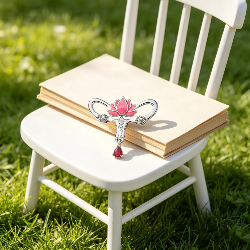 Medsor Lotus-Shaped Female Uterus Enamel Brooch Medical Gynecology Themed Jewelry Gift For Gynecologists And Nurses