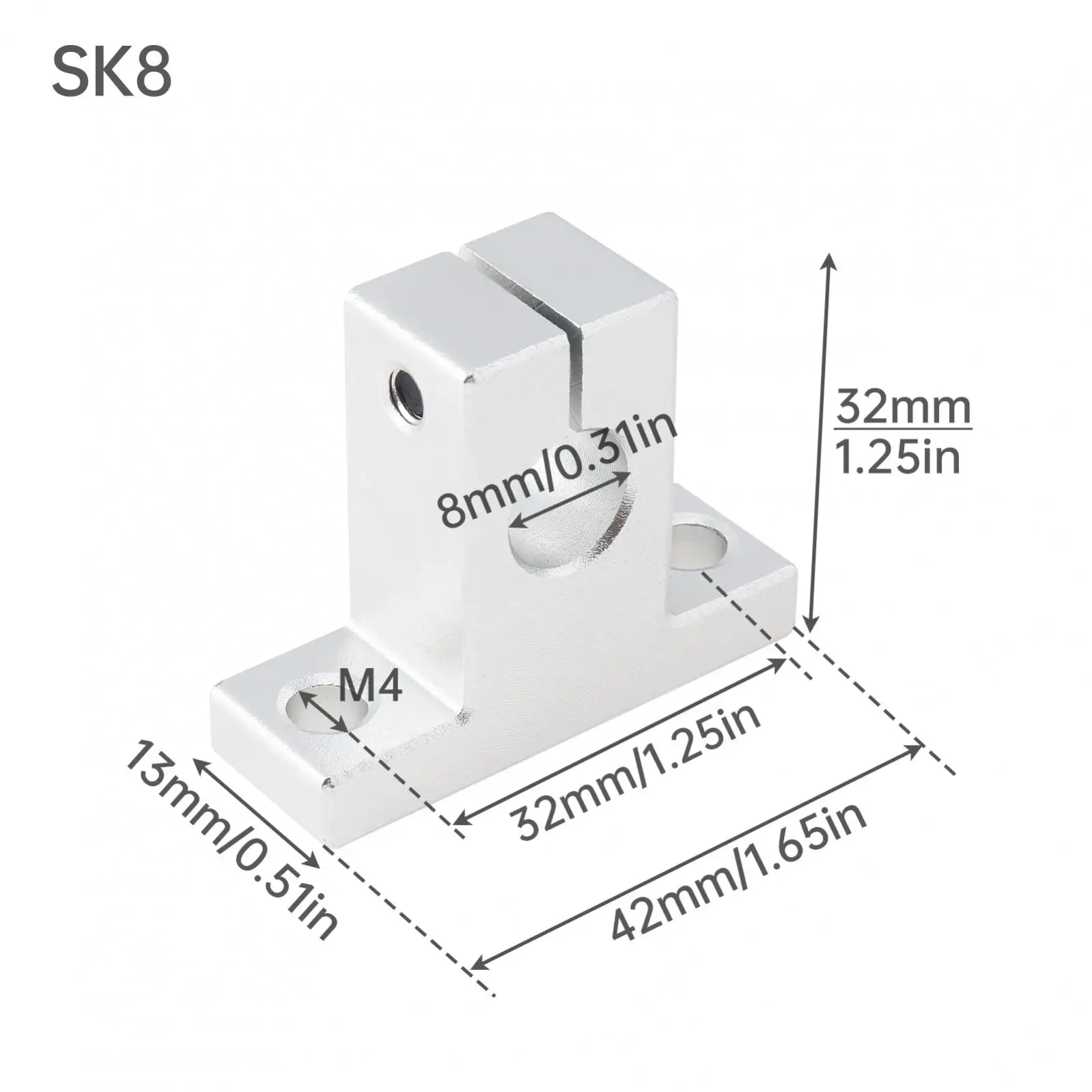 Aluminum Alloy Linear Guide Rail Clamp for Linear Motion Rods, SK8/10/16 Linear Rail Clamps Rail Guide Support