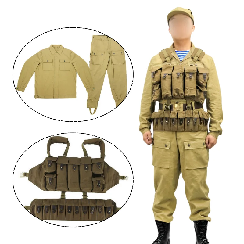 Soviet Mabuta Combat Suit Set Cotton Canvas Vdv Combat Suit (Top+Pants) and R22 Chest Hanging