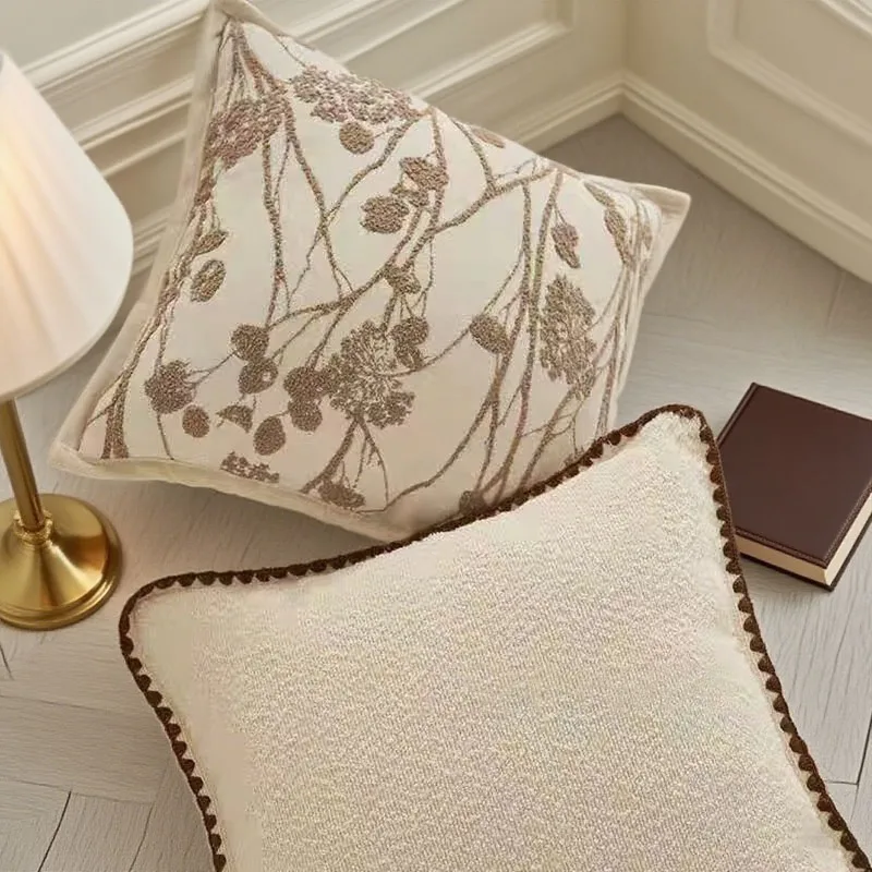 45x45cm Luxury Milk Coffee Dandelion Pattern Cushion Cover Soft Decorative Pillow Case for Home Hotel Bedroom Living Room Sofa
