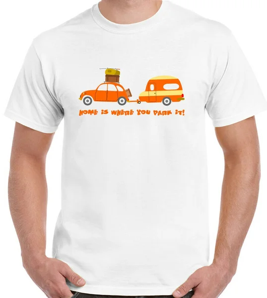 Camping T-Shirt Home Is Where You Park It Mens Funny Caravan Caravaning Festival