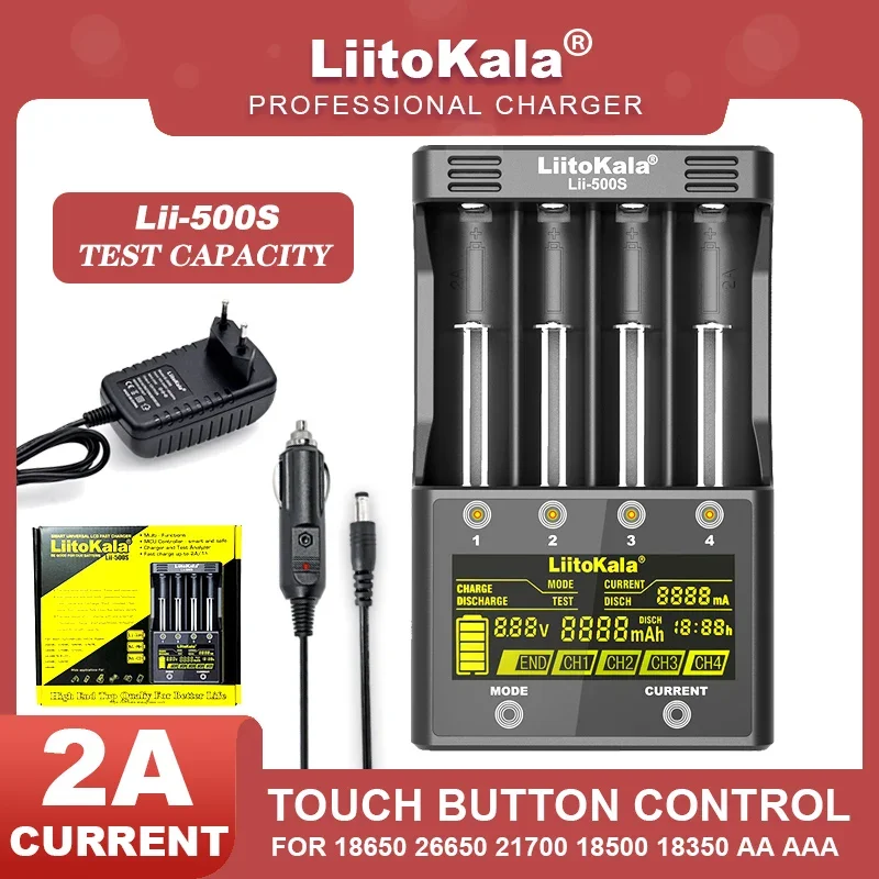 Liitokala Lii-500S LCD 3,7 V 18650 18350 18500 21700 20700B 20700 26650 1,2 V AA NiMH Lithium-Batterie Ladegerät