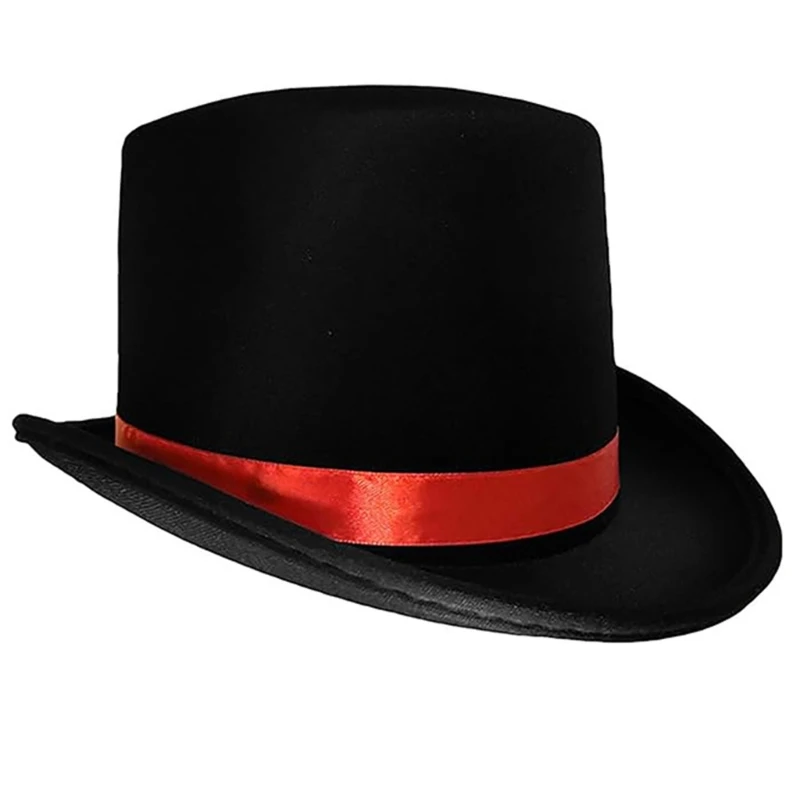 Magicians Hat Top Hat with Ribbon for Stylish Women Male Stage, Shopping Outdoor Gatherings Dates Short Brimmed Panama DXAA
