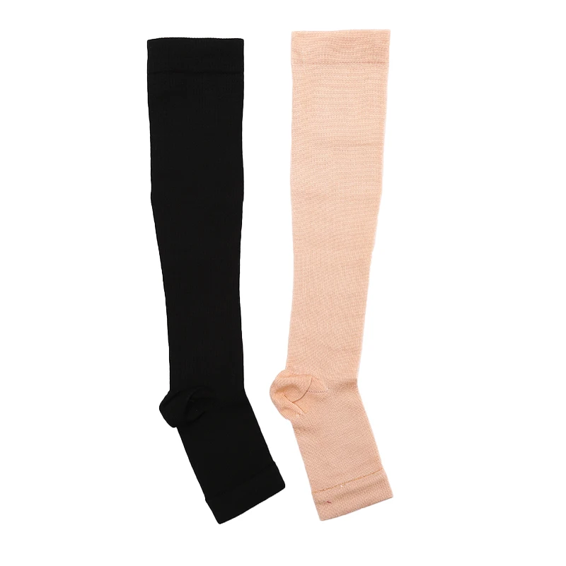 Open Toe Knee High Calf Compression Socks Women & Men Firm 20-30mmHg Graduated Support for Varicose Veins Edema Flight Socks