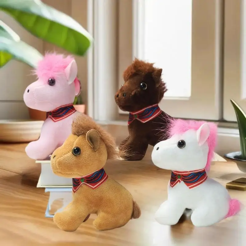 Bonito cavalo boneca de pelúcia chaveiro ano do cavalo saco pingente encantos chaveiro do carro acessórios para mulheres casais kawaii presente brinquedo