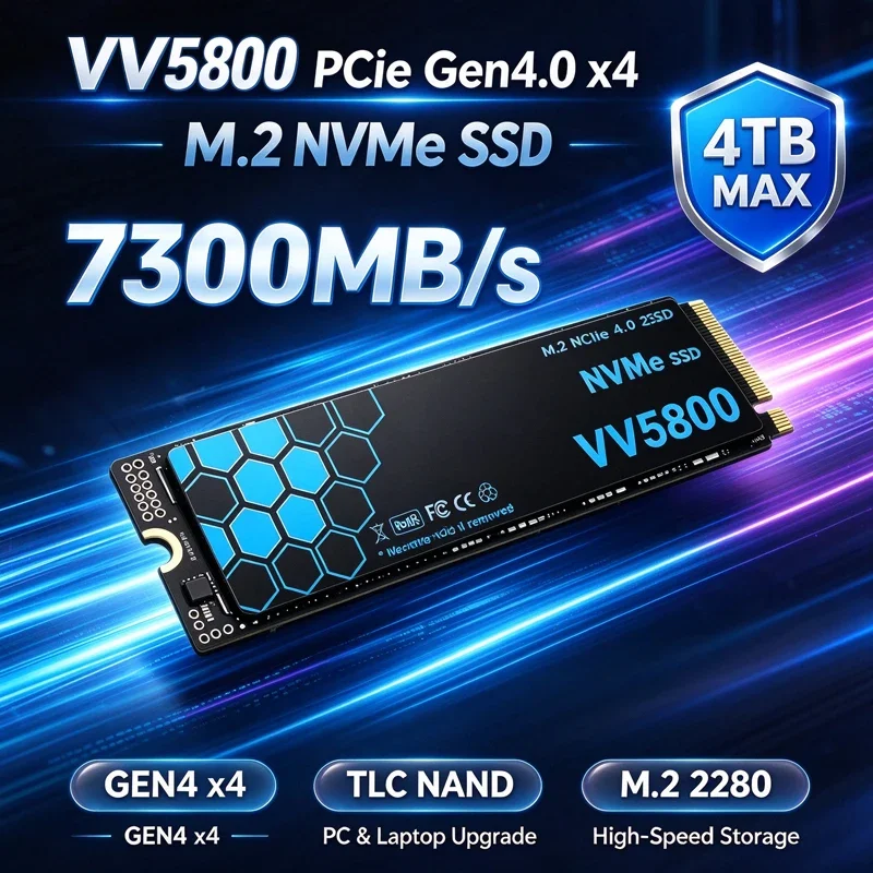 M.2 NVMe PCIe 4.0VV5800 SSD 4TB 1TB 2TB 7300MBs SSD M.2 2242 PCIe Hard Drive Disk Internal Solid State Drive for Laptop Original