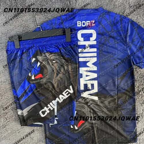 Nuevo Khamzat Chimaev UFC boxeo lucha camiseta pantalones cortos hombres transpirable secado rápido jersey lucha correr conjunto absorbente de sudor