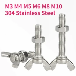 M3 M4 M5 M6 M8 M10 304 Stainless Steel Butterfly Bolt And Nut Set Thumb Wing Screw Kit Claw Hand Tighten Screws