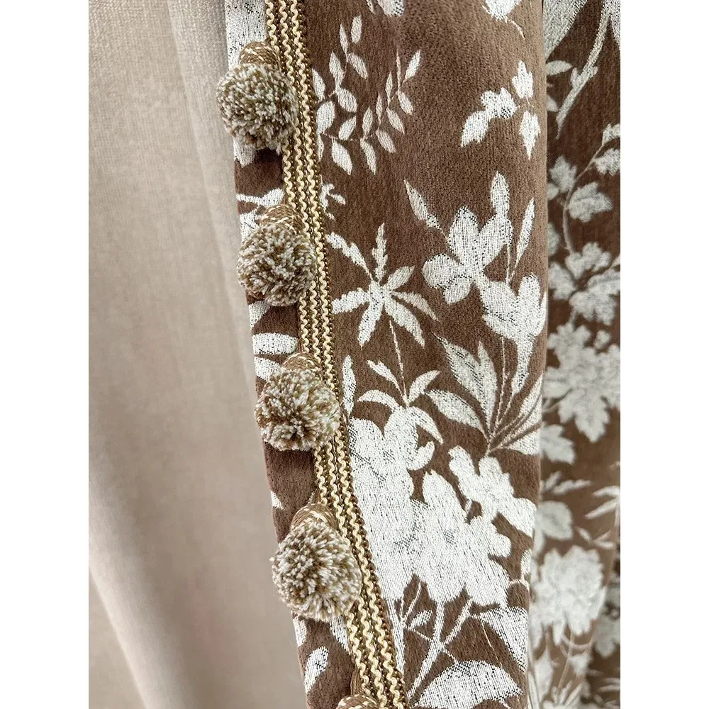 

American Retro Imitation Wool Jacquard Thickened Curtains For Bedroom Living Room Floor-to-ceiling Window Custom Curtains