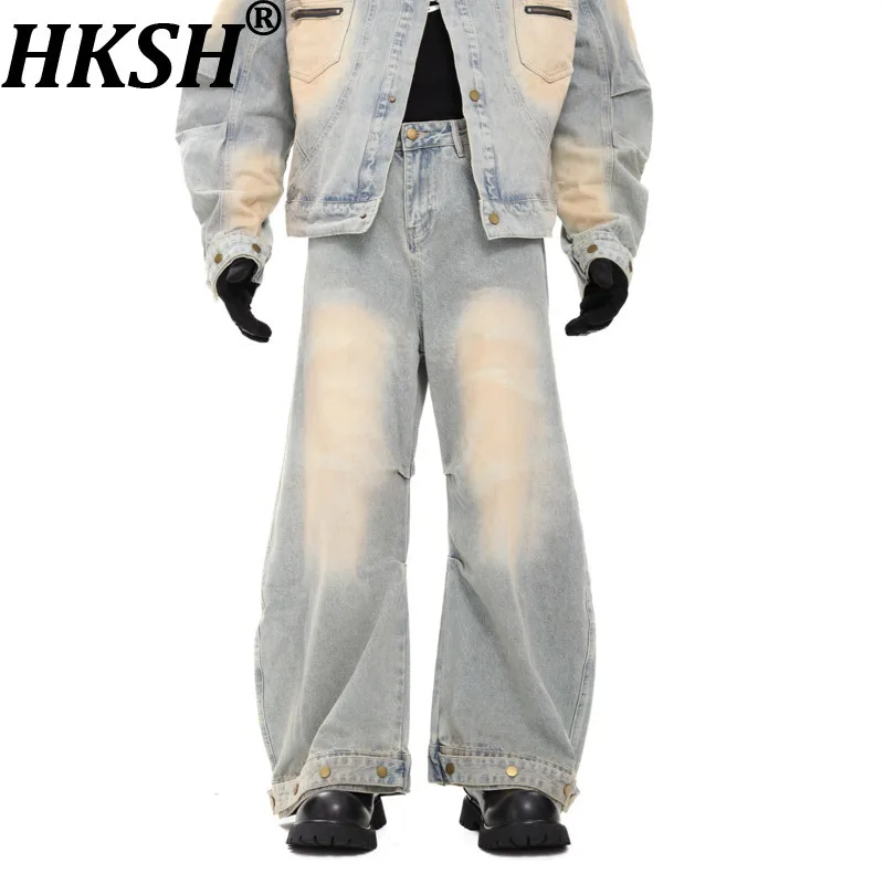 

HKSH Autumn New Man Punk Deconstructed Design Fashion Retro Elegant Wide Leg Denim Pants Streetwear Loose Jacket Y2K Ins HK10641