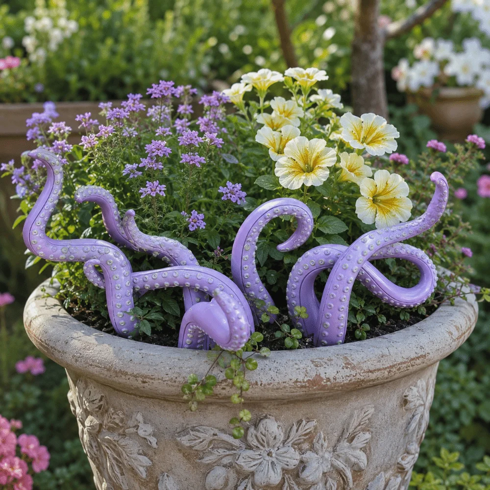 Ornaments Resin Tentacle Plant Post Creative Funny Flowerpot Decoration Irregular Garden Decor for 7Pcs Outdoor