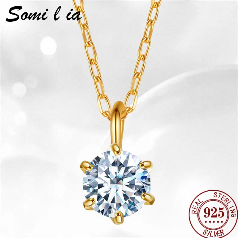 Somilia 100% 925 Sterling Silver Necklace For Women 18K Gold DIY Necklace Pendant Fashion Necklace  Fine Jewelry Moms Gift