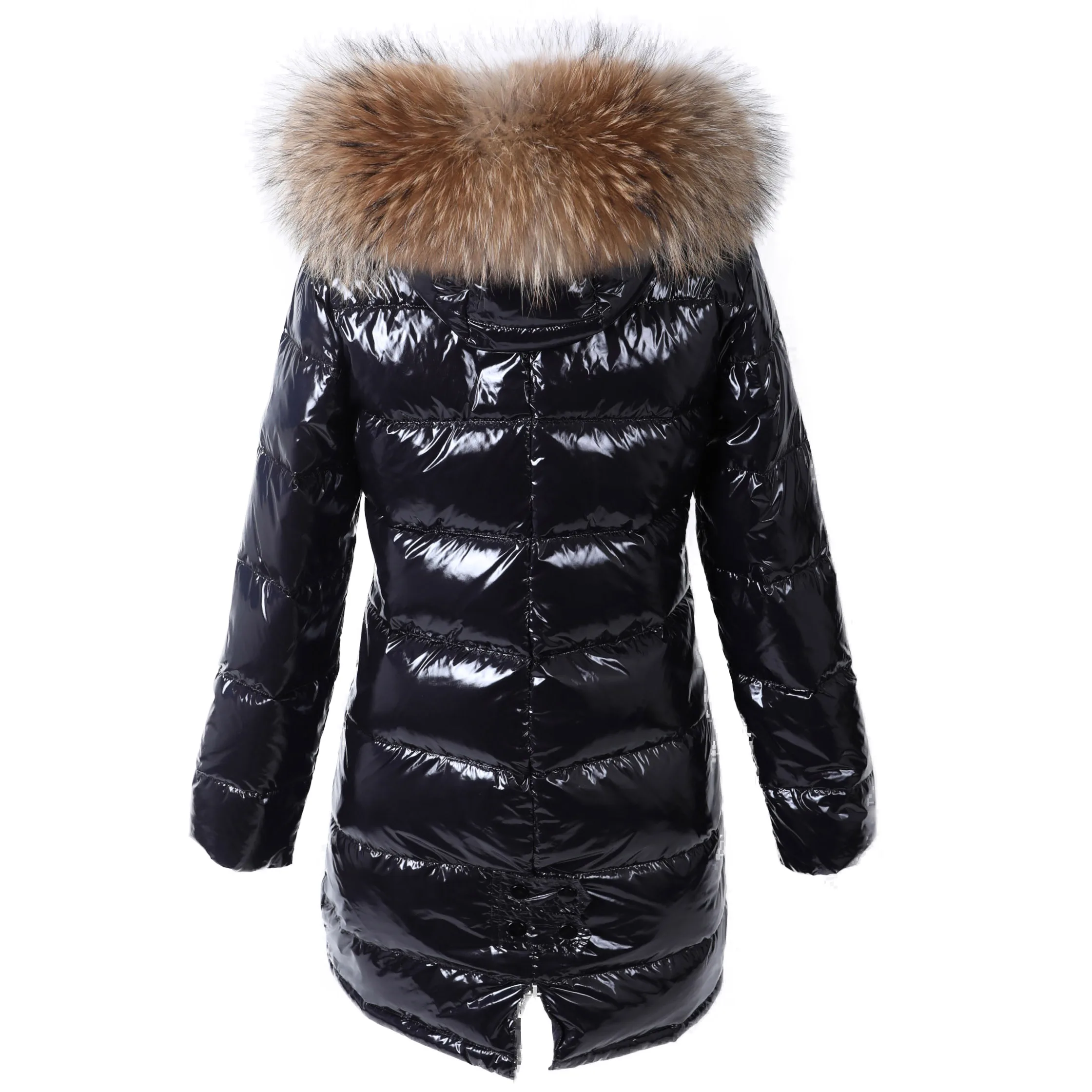 Maomaokong Winter waterproof Jacket Women Real White Duck Down Lining Coat natural Raccoon Fur Collar Warm Black down jacket