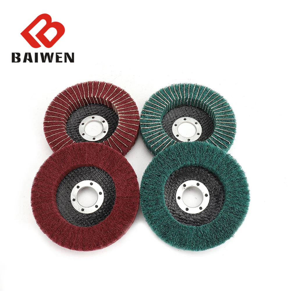 

4pcs 115mm Nylon Fiber Flap Polishing Wheel Grinding Disc 5inch Non-woven Scouring pad Buffing Wheel for Angle Grinder