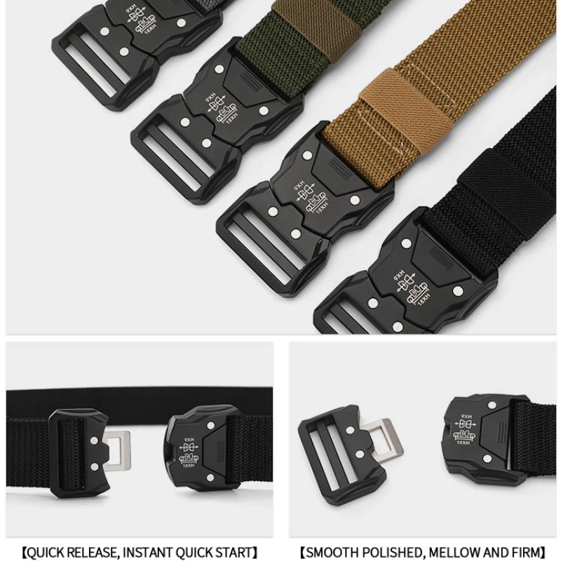 High Quality Tactical Belt Outdoor Work Training Belt Woven Belt Canvas Tactical  Multi Function Combat Belt Denim Belt