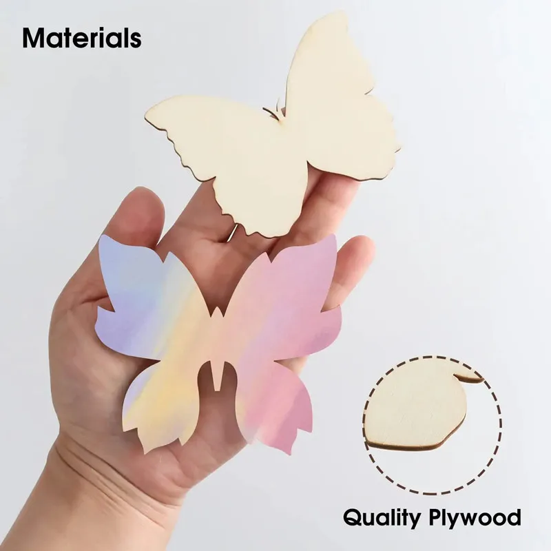 10pcs Wooden Butterfly Blank Wood Slices Kids Painting Crafts Wedding Easter Home Decorations Butterfly Birthday Party DIY Gift view 4