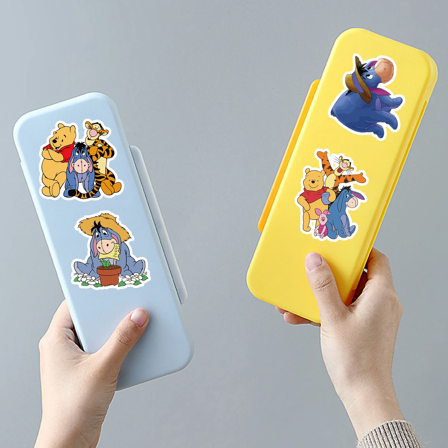 50PCS Kawaii Disney Pooh Bear Calm Old Gray Eeyore Stickers DIY Laptop Phone Scrapbook Decoration Sticker Cartoon Kids Toy