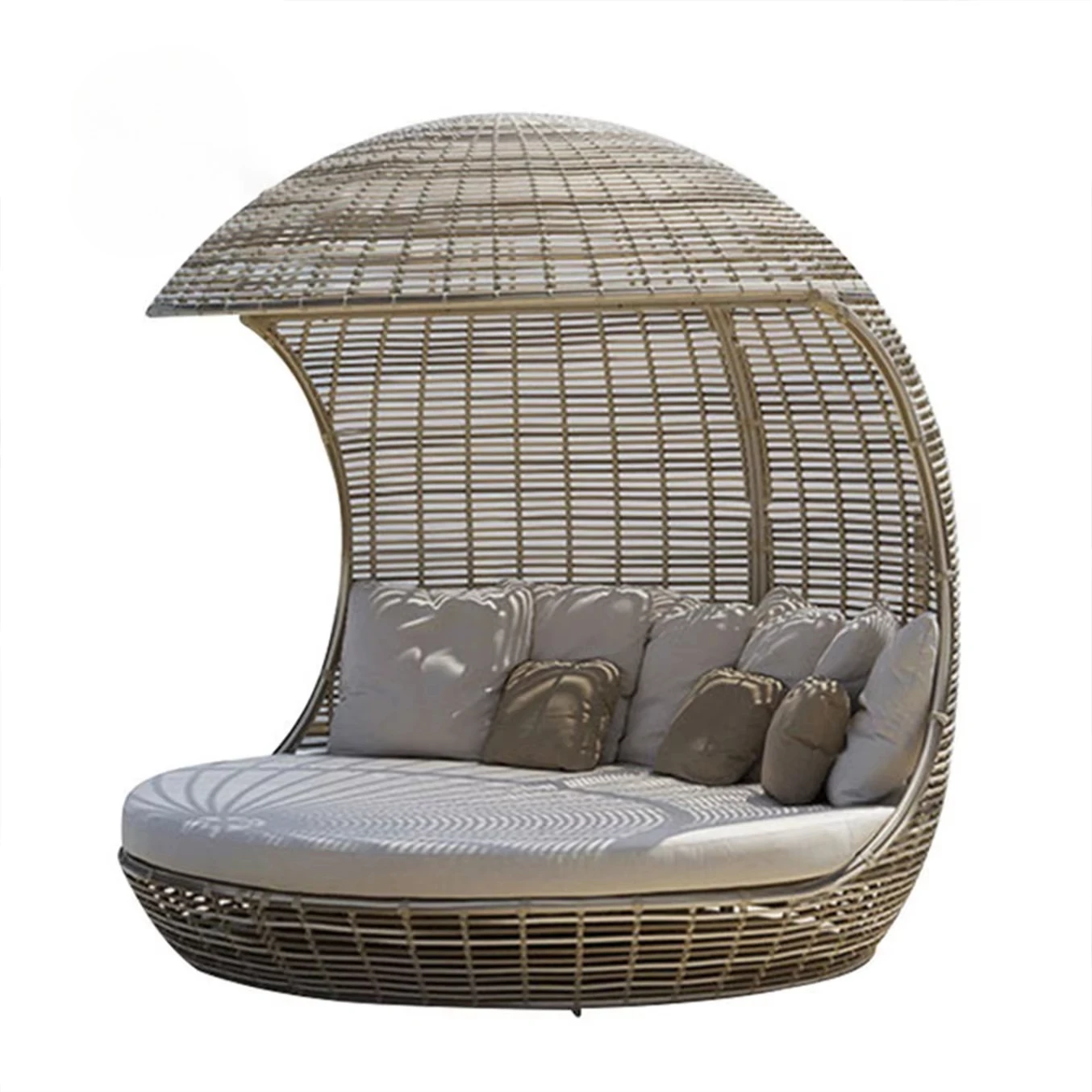 Hot Sale Sun Bed Manual Canopy Outdoor Garden Set Sun Bed Adult Day Beds Rattan Furniture Beach Cabana Beach Lounger