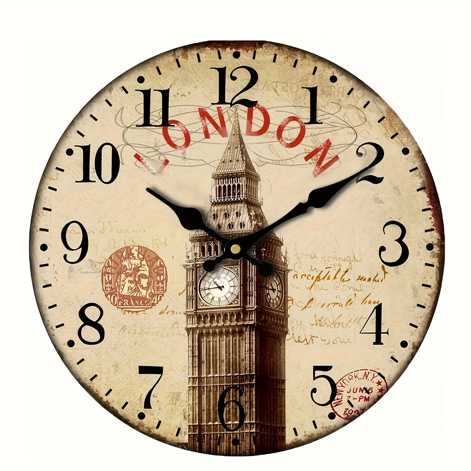 1pc Wall London British Retro Clock Home Decoration Rural Wall Clock AA Battery (not Included) Home Decor