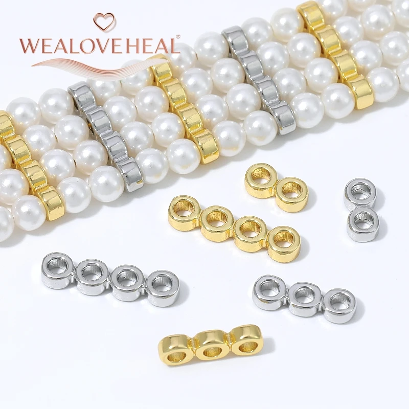 18K vergoldete Messing-Flachperlenverbinder mit mehreren Löchern, 2-10 Loch-Optionen, DIY-Zubehör für mehrsträngige Halsketten und Armbänder. – Detail 17