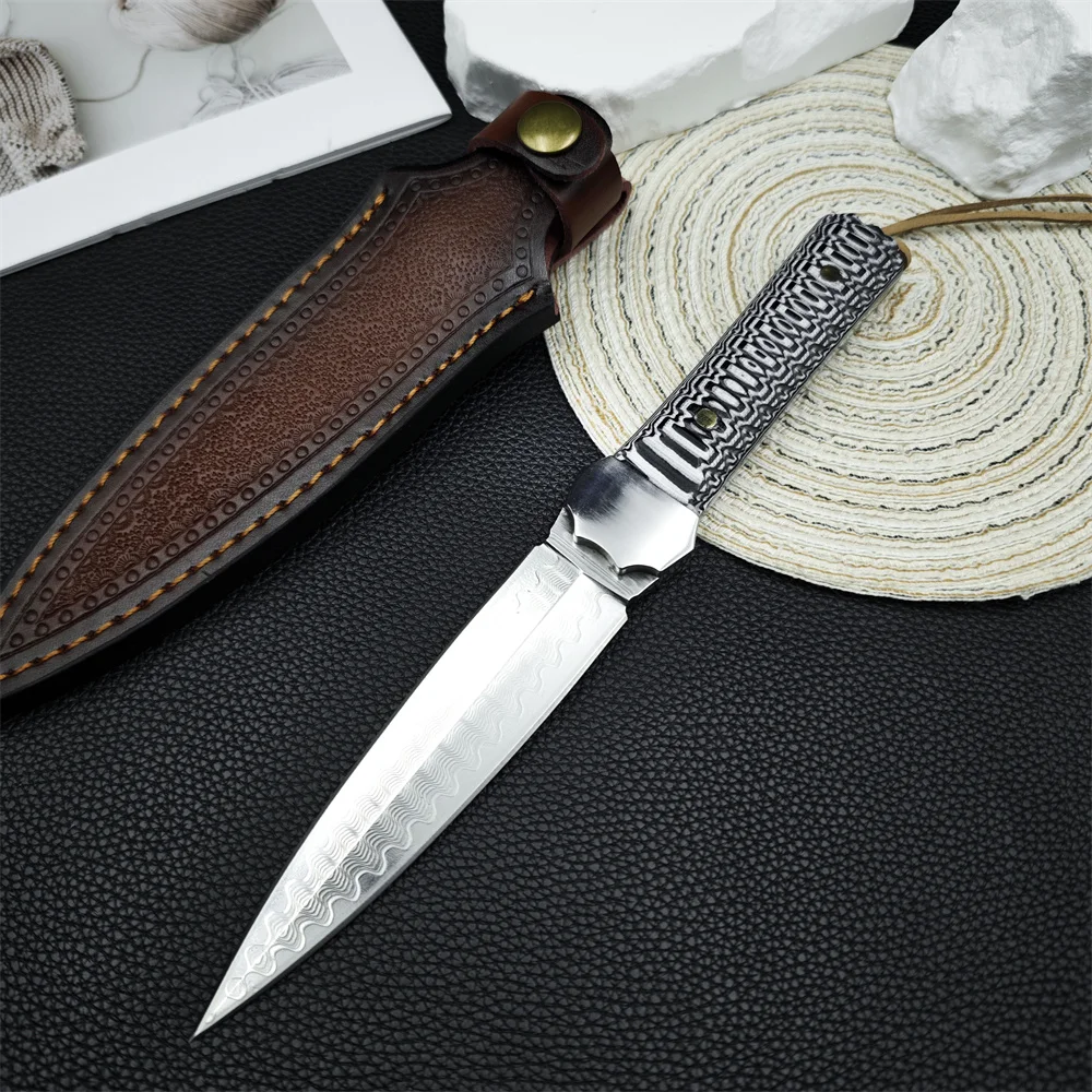 

High Quality Damascus Blade G10 Handles Tactical Hunting knife, Self Defense EDC Tools Survival Camping Outdoor Portable Knives