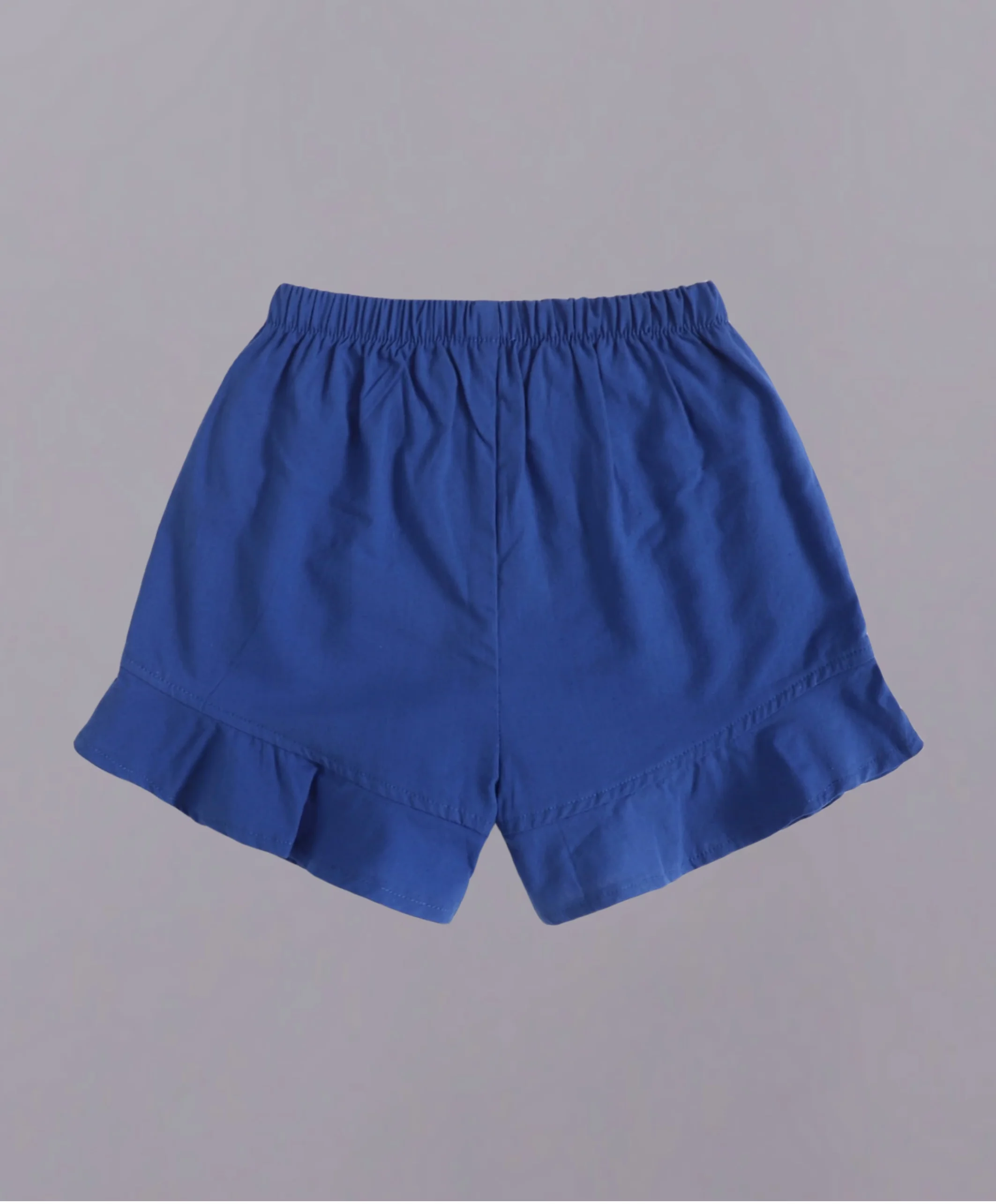 Girls' dark blue ruffled shorts - comfortable elastic waist design
