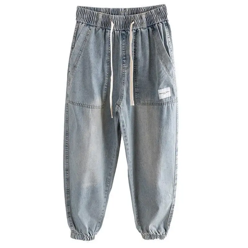 Loose Leggings Harlan Pants 2026 Men's Trendy Brand High-end Sense Handsome Denim Jeans Trendy Elastic Waist Radish Men's Pants
